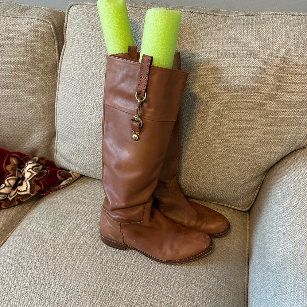 COACH leather riding boots brown
